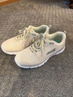 Avia Women's Light Beige Knit Lace-Up Walking Sneakers